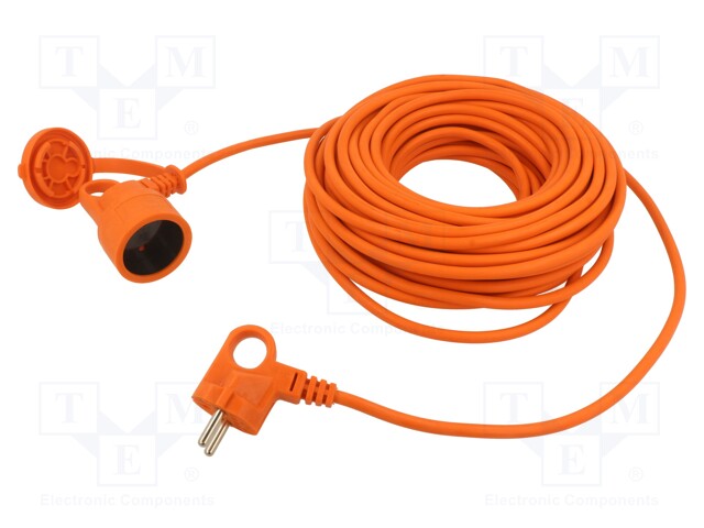 ACAR-M01909, Προέκταση δικτύου, 2x1,5mm2, Πρίζες: 1, PVC, πορτοκαλί, 30m, 16A, M01909